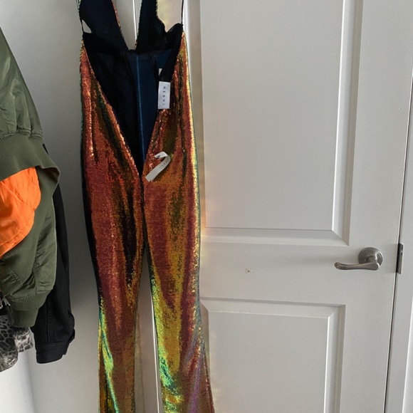 Multicolor Sequin Halter Jumpsuit - Picture 4 of 7